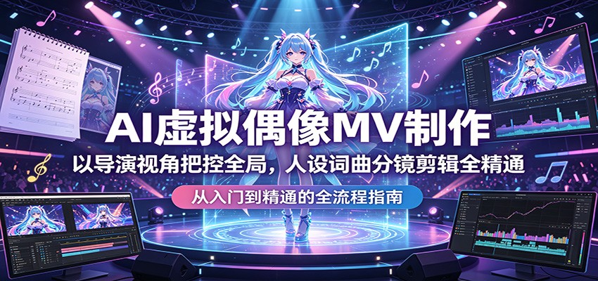 AI虚拟偶像MV制作：以导演视角把控全局，人设词曲分镜剪辑全精通-盟主1站 - 热点知汇专注网赚项目资源知识聚汇