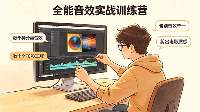 全能音效实战训练营：数千种分类音效+数十个FCPX工程，告别音效单一，剪出电影质感-盟主1站 - 热点知汇专注网赚项目资源知识聚汇
