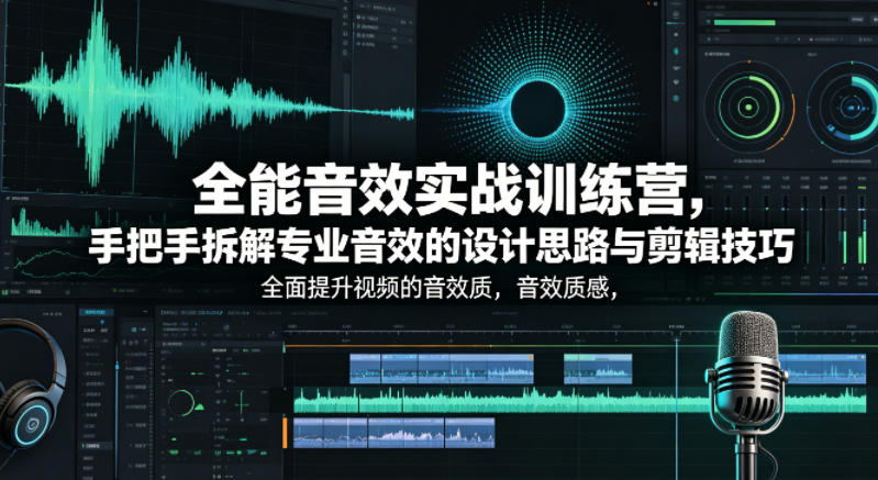 全能音效实战训练营，手把手拆解专业音效的设计思路与剪辑技巧，全面提升视频的音效质感-盟主1站 - 热点知汇专注网赚项目资源知识聚汇