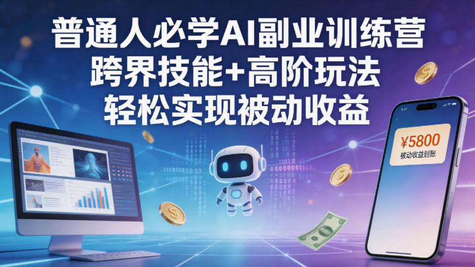 普通人必学AI副业训练营跨界技能+高阶玩法轻松实现被动收益-盟主1站 - 热点知汇专注网赚项目资源知识聚汇