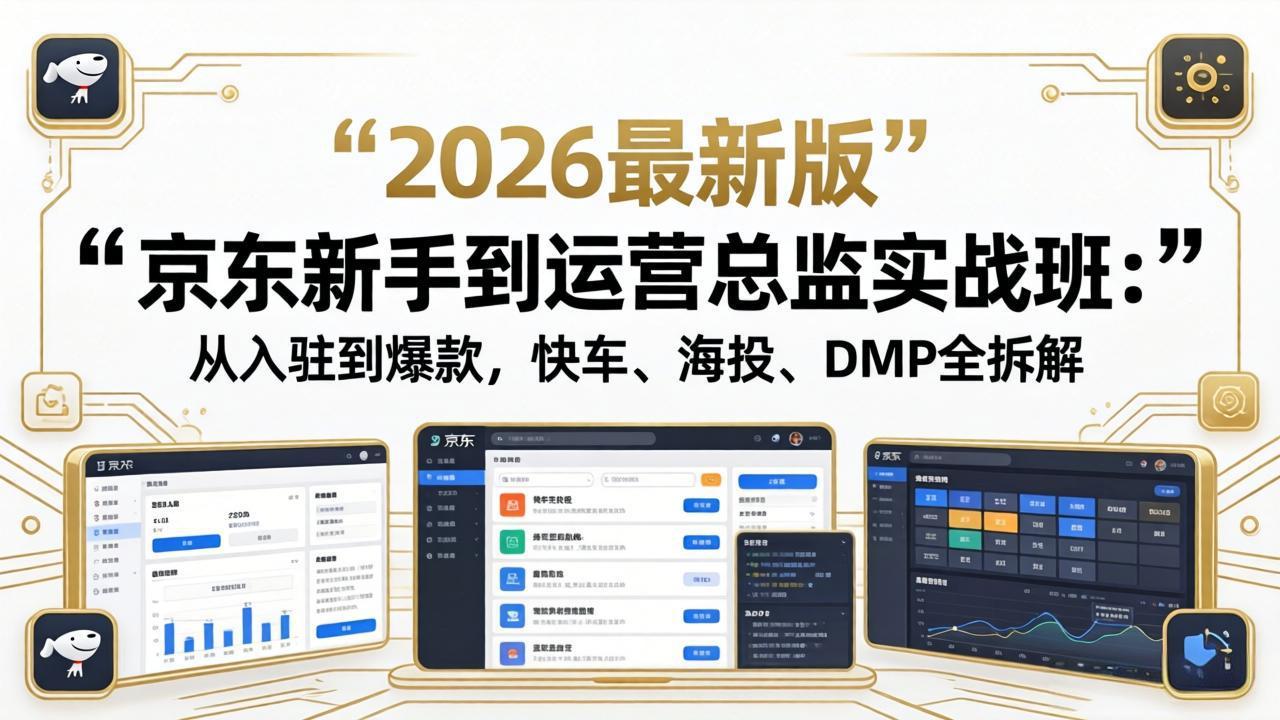 京东新手到运营总监实战班：从入驻到爆款，快车、海投、DMP全拆解，2026最新版-盟主1站 - 热点知汇专注网赚项目资源知识聚汇