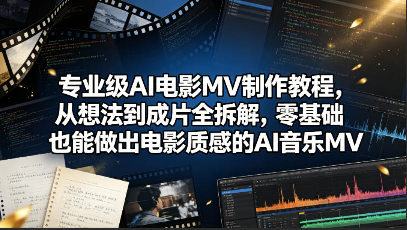 专业级AI电影MV制作教程，从想法到成片全拆解，零基础也能做出电影质感的AI音乐MV-盟主1站 - 热点知汇专注网赚项目资源知识聚汇
