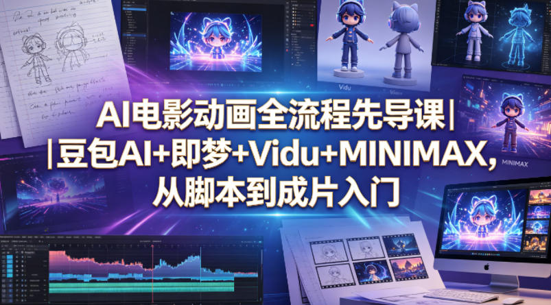 AI电影动画全流程先导课｜豆包AI+即梦+Vidu+MINIMAX，从脚本到成片入门-盟主1站 - 热点知汇专注网赚项目资源知识聚汇