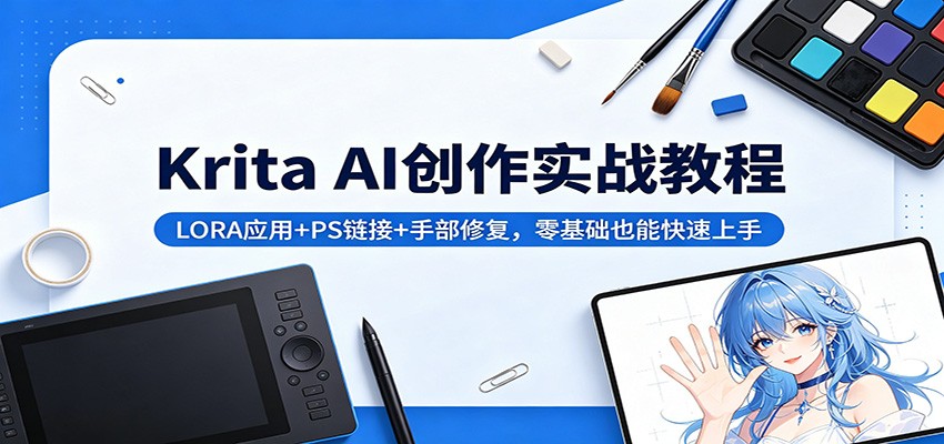 Krita AI创作实战教程：LORA应用+PS链接+手部修复，零基础也能快速上手-盟主1站 - 热点知汇专注网赚项目资源知识聚汇
