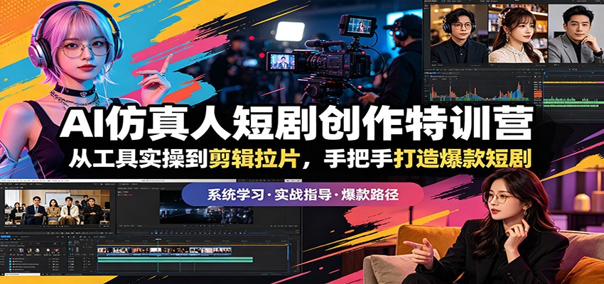 AI仿真人短剧创作特训营：从工具实操到剪辑拉片，手把手打造爆款短剧-盟主1站 - 热点知汇专注网赚项目资源知识聚汇