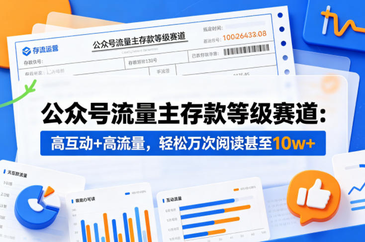公众号流量主之存款等级赛道，高互动+高流量，轻松达到万次阅读，甚至10w+-盟主1站 - 热点知汇专注网赚项目资源知识聚汇