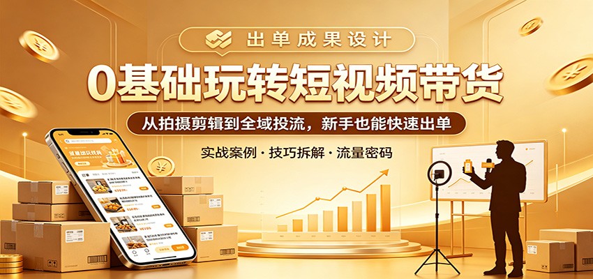 0基础玩转短视频带货：从拍摄剪辑到全域投流，新手也能快速出单-盟主1站 - 热点知汇专注网赚项目资源知识聚汇