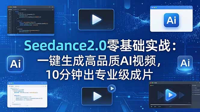 Seedance2.0零基础实战：一键生成高品质AI视频，10分钟出专业级成片-盟主1站 - 热点知汇专注网赚项目资源知识聚汇
