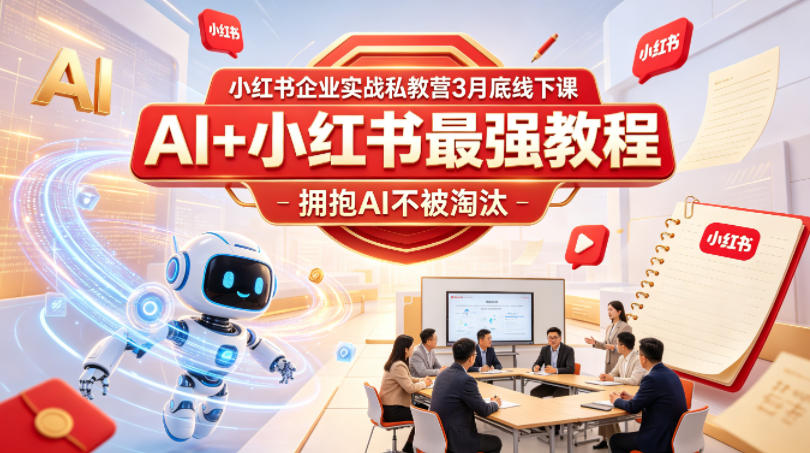 小红书企业实战私教营3月底线下课，AI+小红书最强教程，拥抱AI不被淘汰-盟主1站 - 热点知汇专注网赚项目资源知识聚汇