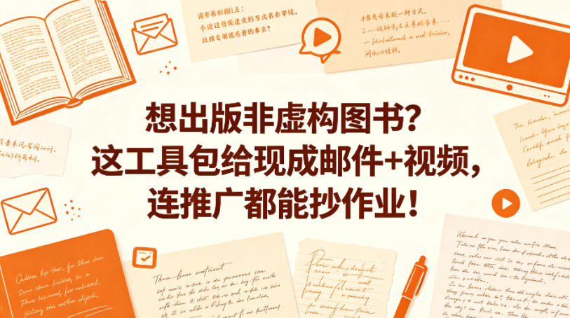 想出版非虚构图书？这工具包给现成邮件+视频，连推广都能抄作业！【原创双语字幕】-盟主1站 - 热点知汇专注网赚项目资源知识聚汇