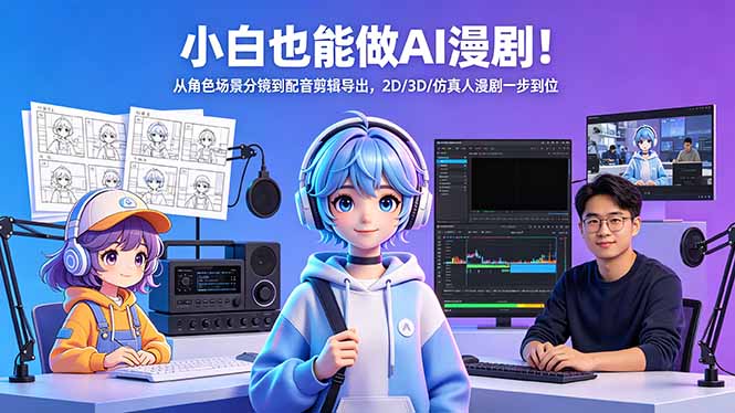小白也能做AI漫剧！从角色场景分镜到配音剪辑导出，2D/3D/仿真人漫剧一步到位-盟主1站 - 热点知汇专注网赚项目资源知识聚汇