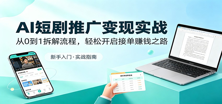 AI短剧推广变现实战：从0到1拆解流程，轻松开启接单赚钱之路-盟主1站 - 热点知汇专注网赚项目资源知识聚汇