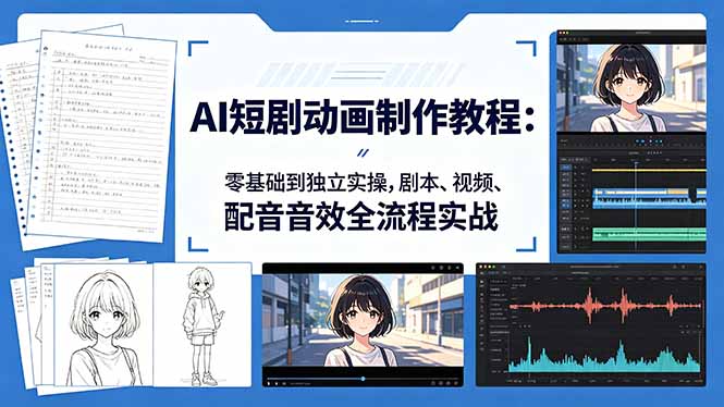 AI短剧动画制作教程：零基础到独立实操，剧本、视频、配音音效全流程实战-盟主1站 - 热点知汇专注网赚项目资源知识聚汇