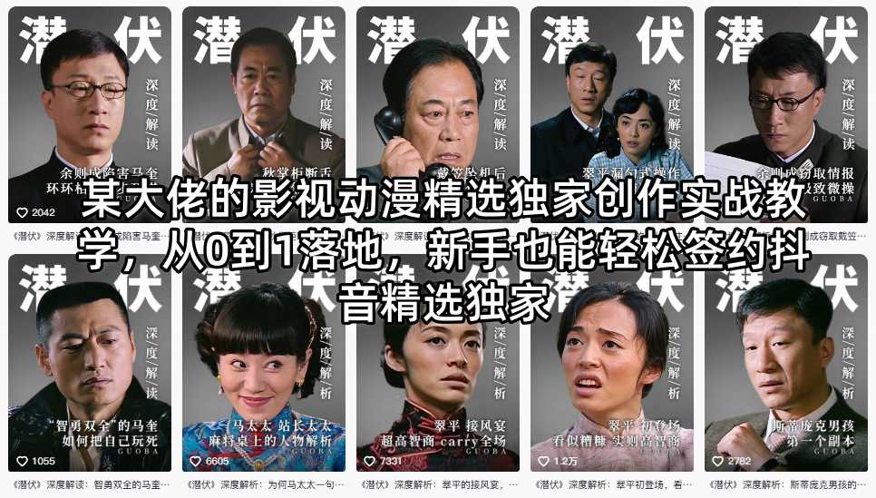 某大佬的影视动漫精选独家创作实战教学，从0到1落地，新手也能轻松签约抖音精选独家-盟主1站 - 热点知汇专注网赚项目资源知识聚汇