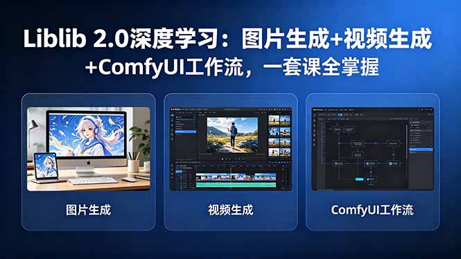 Liblib 2.0深度学习：图片生成+视频生成+ComfyUI工作流，一套课全掌握-盟主1站 - 热点知汇专注网赚项目资源知识聚汇