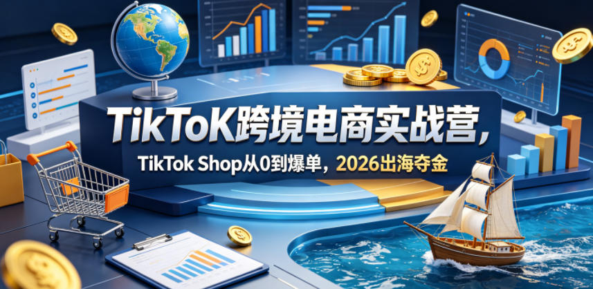TikToK跨境电商实战营，TikTok Shop从0到爆单，2026出海夺金-盟主1站 - 热点知汇专注网赚项目资源知识聚汇