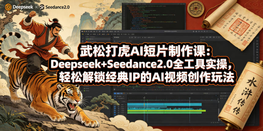 武松打虎AI短片制作课：Deepseek+Seedance2.0全工具实操，轻松解锁经典IP的AI视频创作玩法-盟主1站 - 热点知汇专注网赚项目资源知识聚汇