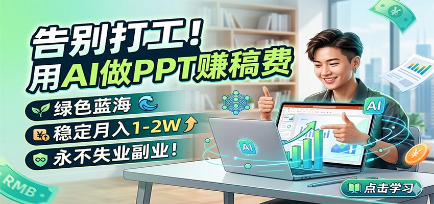 告别打工！用AI做PPT赚稿费，绿色蓝海，稳定月入1-2W，永不失业副业！-盟主1站 - 热点知汇专注网赚项目资源知识聚汇