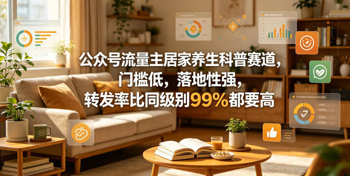 公众号流量主居家养生科普赛道，门槛低，落地性强，转发率比同级别99％都要高-盟主1站 - 热点知汇专注网赚项目资源知识聚汇