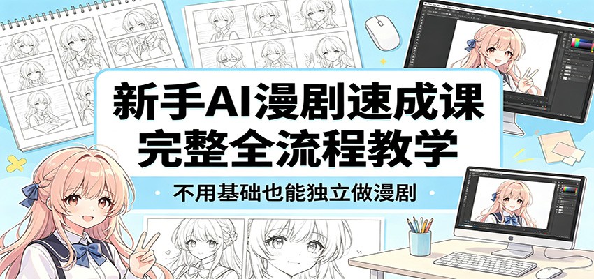 新手AI漫剧速成课：完整全流程教学，不用基础也能独立做漫剧-盟主1站 - 热点知汇专注网赚项目资源知识聚汇