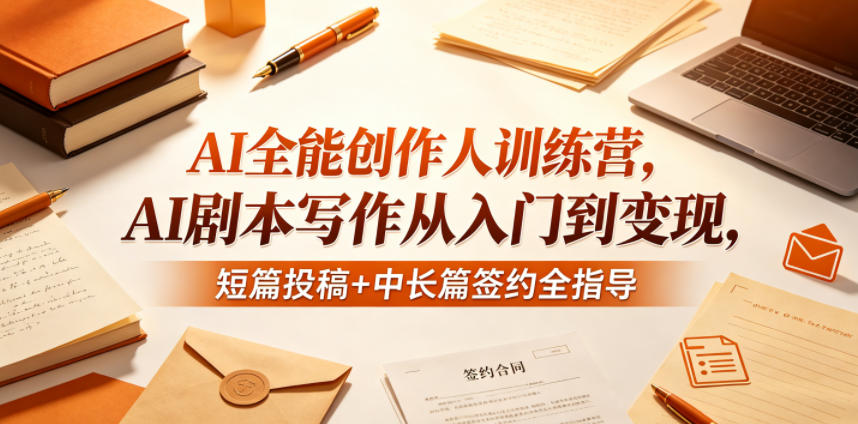 AI全能创作人训练营，AI剧本写作从入门到变现，短篇投稿+中长篇签约全指导-盟主1站 - 热点知汇专注网赚项目资源知识聚汇