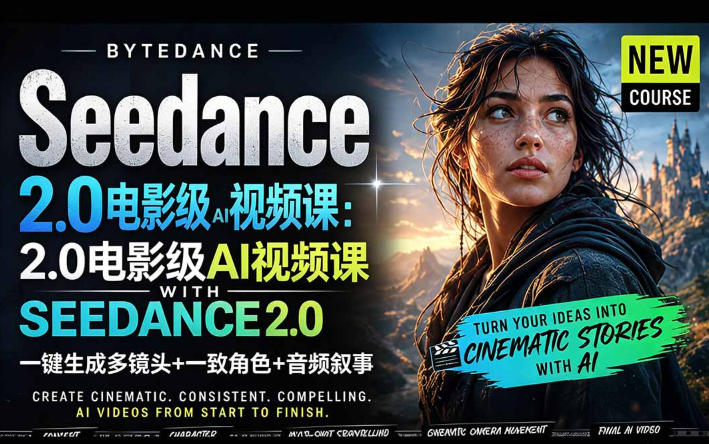 字节跳动的Seedance 2.0 AI电影视频生成制作教程，一键生成多镜头+一致角色+音频叙事-中英字幕-盟主1站 - 热点知汇专注网赚项目资源知识聚汇