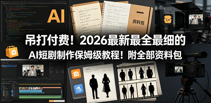 吊打付费！2026最新最全最细的AI短剧制作保姆级教程！附全部资料包-盟主1站 - 热点知汇专注网赚项目资源知识聚汇