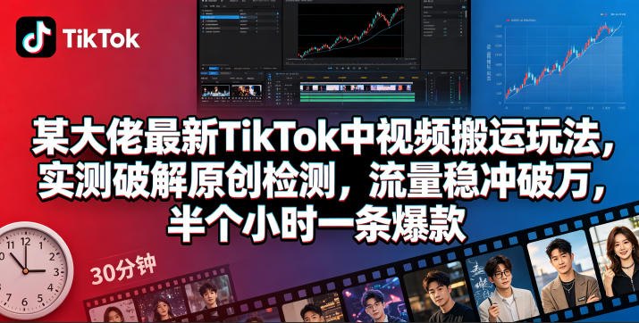 某大佬最新TikTok中视频搬运玩法，实测破解原创检测，流量稳冲破万，半个小时一条爆款-盟主1站 - 热点知汇专注网赚项目资源知识聚汇