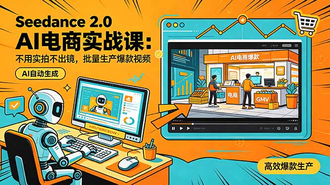 Seedance 2.0 AI电商实战课：不用实拍不出镜，批量生产爆款视频打爆GMV-盟主1站 - 热点知汇专注网赚项目资源知识聚汇