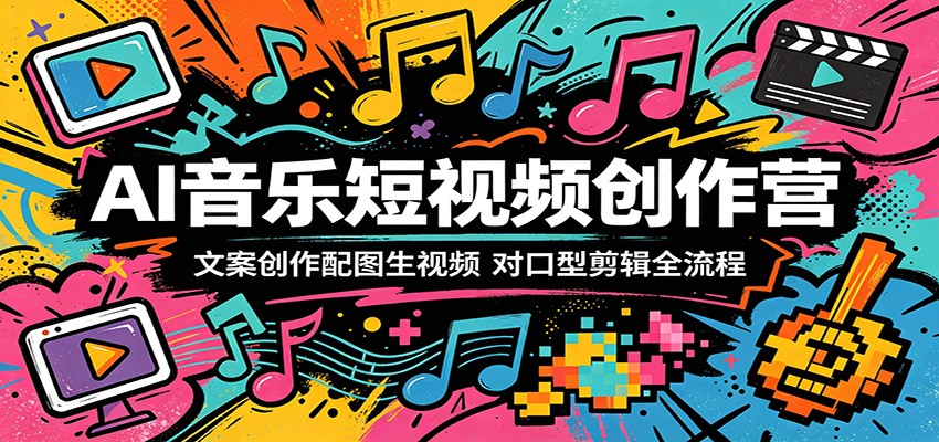AI音乐短视频创作营：文案创作配图生视频，对口型剪辑全流程-盟主1站 - 热点知汇专注网赚项目资源知识聚汇