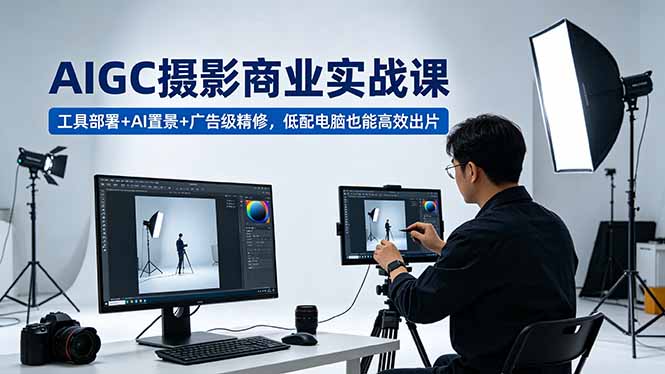 AIGC 摄影商业实战课，工具部署+AI置景+广告级精修，低配电脑也能高效出片-盟主1站 - 热点知汇专注网赚项目资源知识聚汇