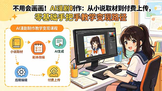 不用会画画！AI漫剧制作：从小说取材到付费上传，零基础手把手教学变现路径-盟主1站 - 热点知汇专注网赚项目资源知识聚汇