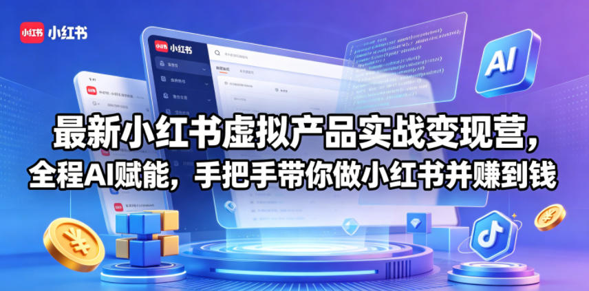 最新小红书虚拟产品实战变现营，全程AI赋能，手把手带你做小红书并赚到钱-盟主1站 - 热点知汇专注网赚项目资源知识聚汇