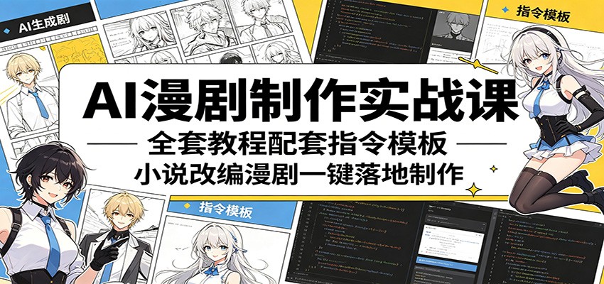 AI漫剧制作实战课：全套教程配套指令模板，小说改编漫剧一键落地制作-盟主1站 - 热点知汇专注网赚项目资源知识聚汇