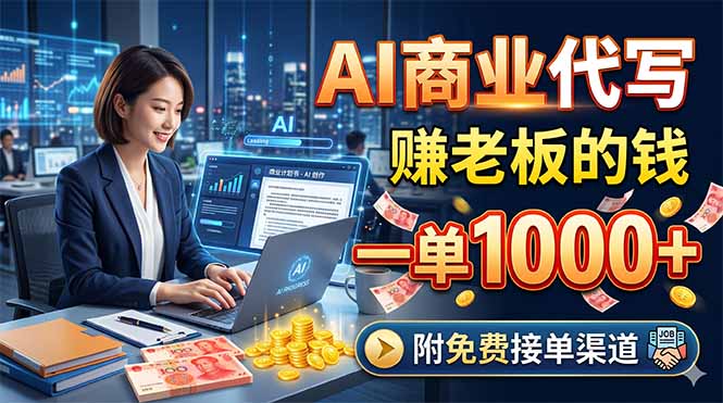 AI商业代写，赚老板的钱，一单1000+，附免费接单渠道-盟主1站 - 热点知汇专注网赚项目资源知识聚汇