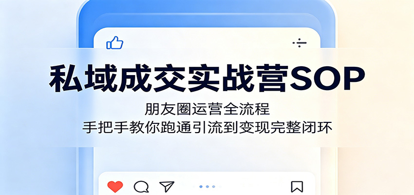 私域成交实战营SOP：朋友圈运营全流程，手把手教你跑通引流到变现完整闭环-盟主1站 - 热点知汇专注网赚项目资源知识聚汇