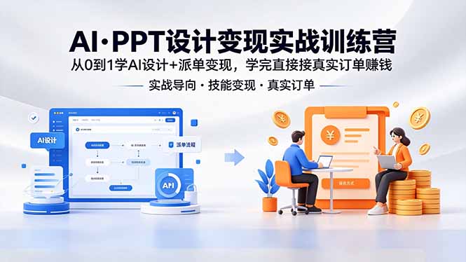 AI·PPT设计变现实战训练营，从0到1学AI设计+派单变现，学完直接接真实订单赚钱-盟主1站 - 热点知汇专注网赚项目资源知识聚汇