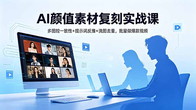 AI颜值素材复刻实战课，多图控一致性+提示词反推+洗图去重，批量做爆款视频-盟主1站 - 热点知汇专注网赚项目资源知识聚汇