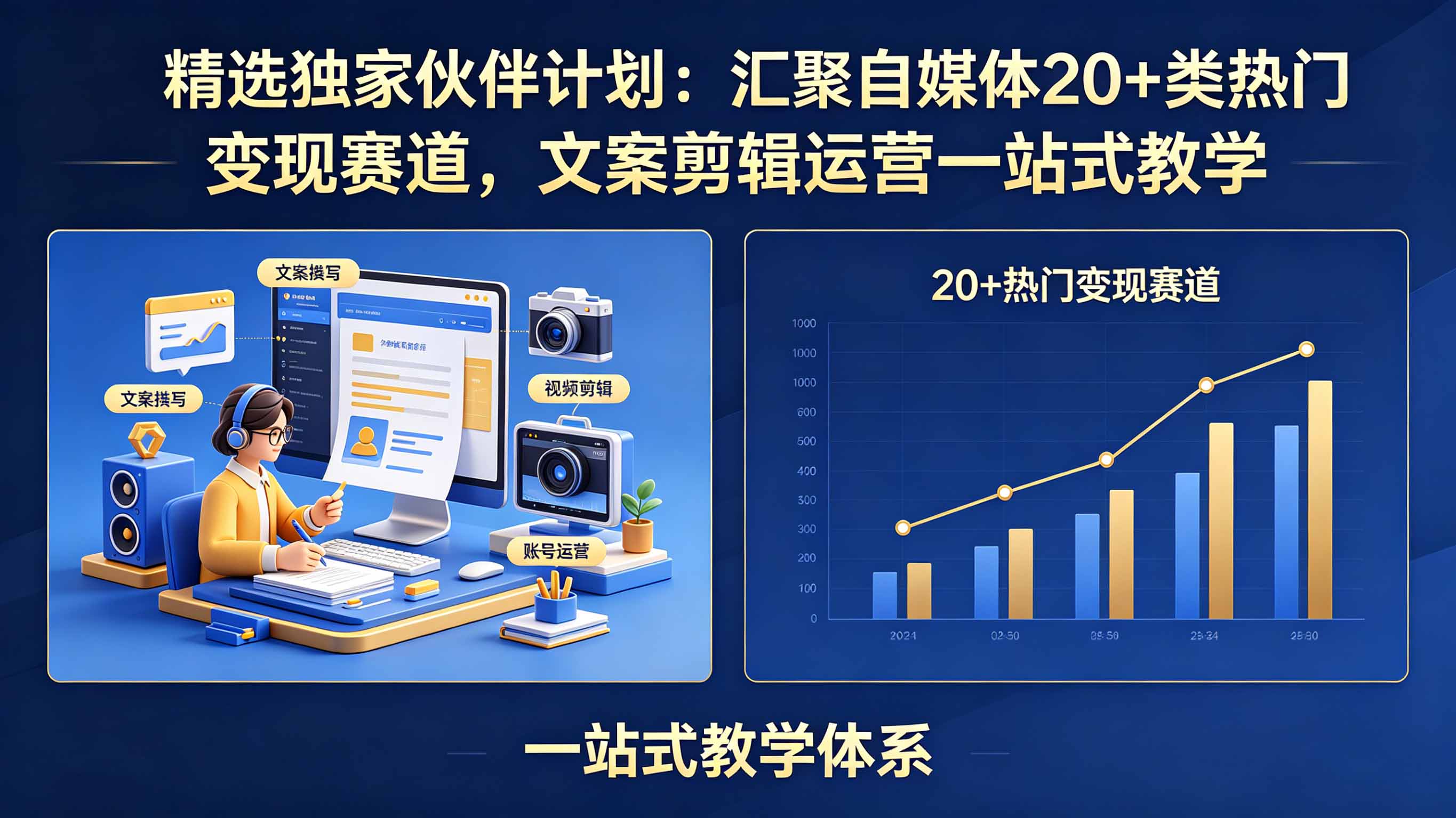 精选独家伙伴计划：汇聚自媒体20+类热门变现赛道，文案剪辑运营一站式教学-盟主1站 - 热点知汇专注网赚项目资源知识聚汇