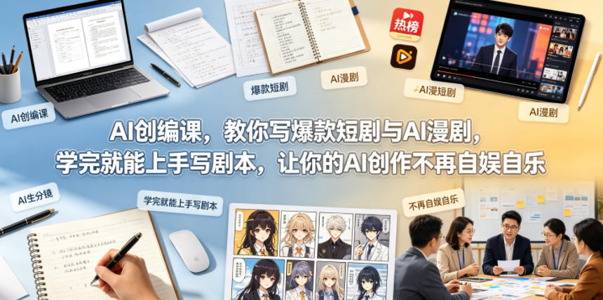 AI创编课，教你写爆款短剧与AI漫剧，学完就能上手写剧本，让你的AI创作不再自娱自乐-盟主1站 - 热点知汇专注网赚项目资源知识聚汇