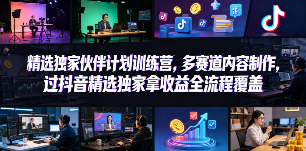小豁食堂精选独家伙伴计划训练营，多赛道内容制作，过抖音精选独家拿收益全流程覆盖-盟主1站 - 热点知汇专注网赚项目资源知识聚汇