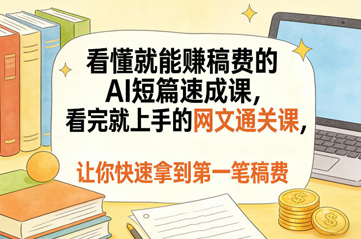 看懂就能賺稿费的AI短篇速成课，看完就上手的网文通关课，让你快速拿到第一笔稿费(更新5月)-盟主1站 - 热点知汇专注网赚项目资源知识聚汇