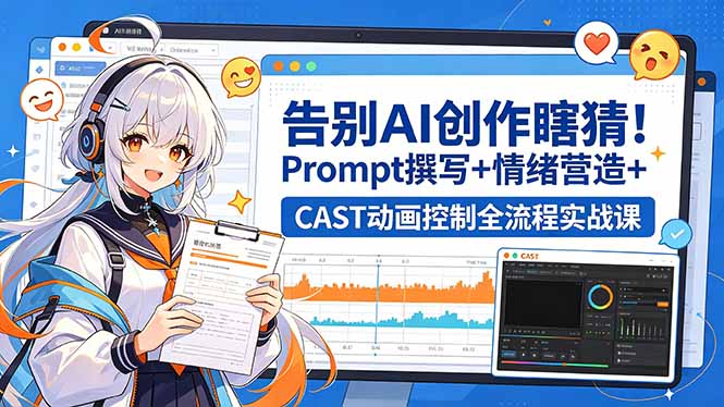 告别AI创作瞎猜！Prompt撰写+情绪营造+CAST动画控制全流程实战课-盟主1站 - 热点知汇专注网赚项目资源知识聚汇