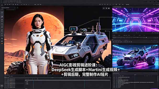 AIGC影视剪辑进阶课：DeepSeek生成脚本+Martini生成视频+剪辑后期，完整制作AI短片-盟主1站 - 热点知汇专注网赚项目资源知识聚汇