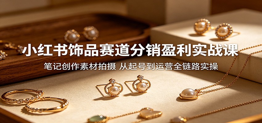 小红书饰品赛道分销盈利实战课：笔记创作素材拍摄，从起号到运营全链路实操-盟主1站 - 热点知汇专注网赚项目资源知识聚汇