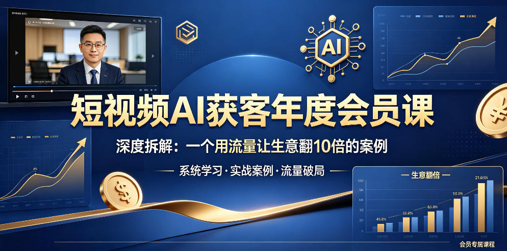 短视频AI获客年度会员课，深度拆解，一个用流量让生意翻10倍的案例-盟主1站 - 热点知汇专注网赚项目资源知识聚汇