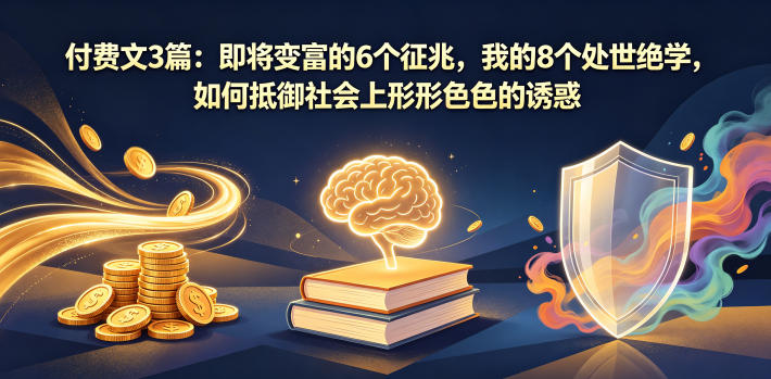 付费文3篇：即将变富的6个征兆，我的8个处世绝学，如何抵御社会上形形色色的诱惑-盟主1站 - 热点知汇专注网赚项目资源知识聚汇