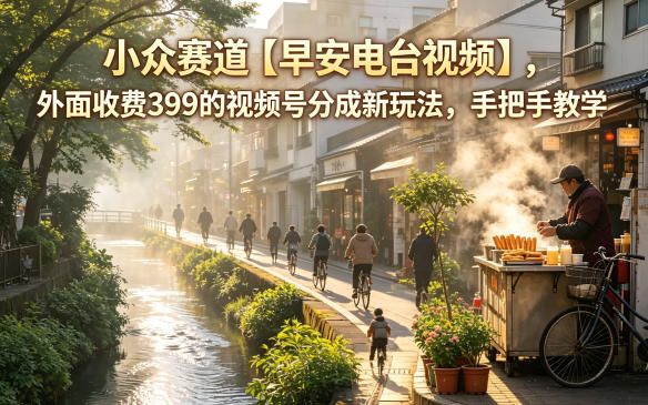 小众赛道【早安电台视频】，外面收费399的视频号分成新玩法，手把手教学-盟主1站 - 热点知汇专注网赚项目资源知识聚汇