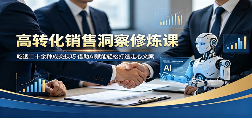 高转化销售洞察修炼课：吃透二十余种成交技巧，借助AI赋能轻松打造走心文案-盟主1站 - 热点知汇专注网赚项目资源知识聚汇