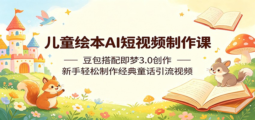 儿童绘本AI短视频制作课：豆包搭配即梦3.0创作，新手轻松制作经典童话引流视频-盟主1站 - 热点知汇专注网赚项目资源知识聚汇